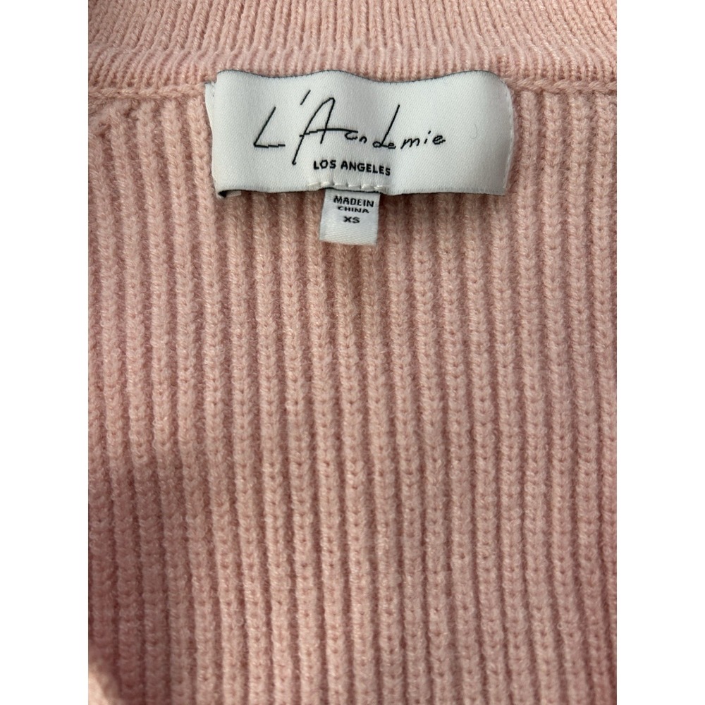 L'Academie Jersey Harvey Blush Pink Ribbed Knit Sweater XS Revolve Top - Picture 8 of 9